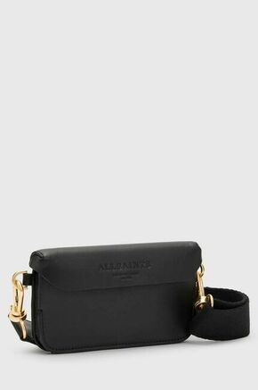 Usnjena torbica AllSaints črna barva - črna. Majhna torbica iz kolekcije AllSaints. na zapenjanje