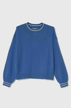 Otroški volneni pulover Tommy Hilfiger - modra. Otroške Pulover iz kolekcije Tommy Hilfiger. Model izdelan iz fine pletenine z visoko vsebnostjo volne