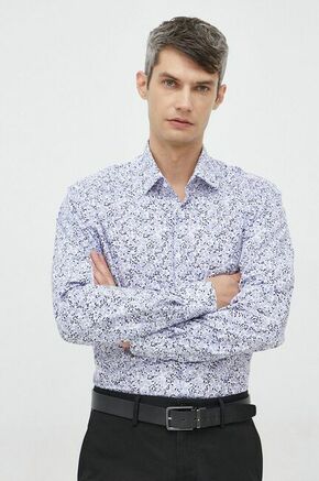 Bombažna srajca Karl Lagerfeld moška - modra. Srajca iz kolekcije Karl Lagerfeld. Model izdelan iz vzorčaste tkanine. Ima klasičen