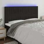 Greatstore LED posteljno vzglavje črno 180x5x118/128 cm blago