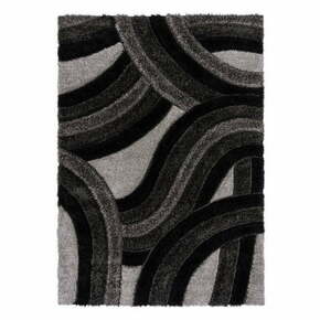 Črna/siva ročno tkana preproga iz recikliranih vlaken 160x230 cm Velvet – Flair Rugs