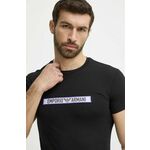 Bombažna kratka majica Emporio Armani Underwear črna barva, 111035 4R517 - črna. Kratka majica iz kolekcije Emporio Armani Underwear, izdelana iz pletenine s potiskom. Model iz izjemno udobne bombažne tkanine.