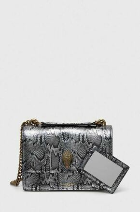 Usnjena torbica Kurt Geiger London srebrna barva - srebrna. Majhna torbica iz kolekcije Kurt Geiger London. Model na zapenjanje