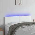 vidaXL LED posteljno vzglavje belo 144x5x78/88 cm umetno usnje