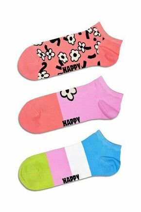 Nogavice Happy Socks Flower Low Socks 3-pack - pisana. Nogavice iz kolekcije Happy Socks. Model izdelan iz elastičnega