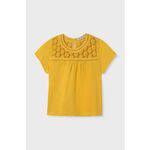 Otroška bombažna majica Mayoral rumena barva - rumena. Otroške bluza iz kolekcije Mayoral, izdelana iz enobarvnega materiala. Model iz izjemno udobne bombažne tkanine.