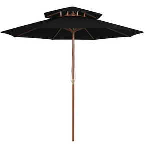 Shumee Vrtni dežnik z 2 nivojskimi nadstreški Črna 270 cm
