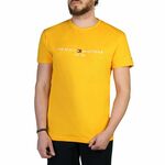 Bombažna kratka majica Tommy Hilfiger - oranžna. Lahkotna kratka majica iz kolekcije Tommy Hilfiger. Model izdelan iz tanke, elastične pletenine.