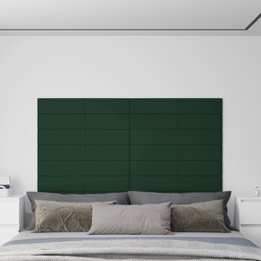 Shumee Stenski paneli 12 kosov temno zeleni 90x15 cm blago 1