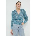 Majica Morgan ženska - modra. Bluza iz kolekcije Morgan, izdelana iz lahke tkanine. Model iz izjemno udobne, zračne tkanine.