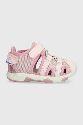 Otroški sandali Geox SANDAL MULTY roza barva - roza. Otroški sandali iz kolekcije Geox. Model je izdelan iz kombinacije tekstilnega materiala in ekološkega usnja. Model z mehkim