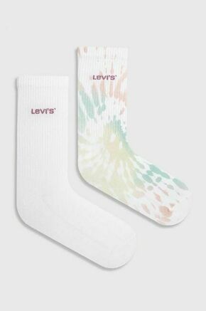 Nogavice Levi's 2-pack bela barva - bela. Visoke nogavice iz kolekcije Levi's. Model izdelan iz elastičnega. V kompletu sta dva para.
