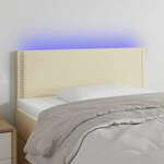Greatstore LED posteljno vzglavje krem 100x5x78/88 cm umetno usnje