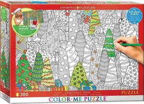 WEBHIDDENBRAND EUROGRAPHICS Color me puzzle Božična drevesa 300 kosov + komplet za obešanje