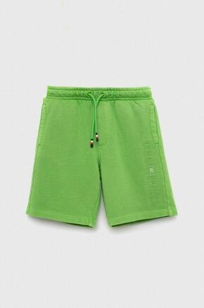 Otroške kratke hlače Tommy Hilfiger zelena barva - zelena. Otroški kratke hlače iz kolekcije Tommy Hilfiger. Model izdelan iz enobarvnega materiala. Nežen material