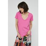 Kratka majica Medicine ženski, roza barva - roza. Kratka majica iz kolekcije Medicine. Model izdelan iz enobarvne pletenine.