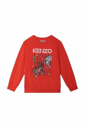 Otroški bombažen pulover Kenzo Kids rdeča barva - rdeča. Otroški pulover iz kolekcije Kenzo Kids. Model
