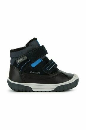 Otroški zimski škornji Geox mornarsko modra barva - mornarsko modra. Zimski čevlji iz kolekcije Geox. Podloženi model izdelan iz kombinacije semiš usnja