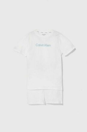 Otroška bombažna pižama Calvin Klein Underwear bela barva - bela. Otroški pižama iz kolekcije Calvin Klein Underwear. Model izdelan iz elastične pletenine.