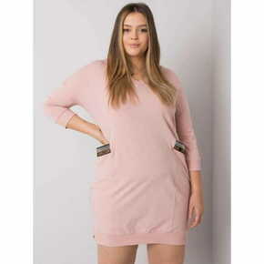 RELEVANCE Ženska plus velikost obleka z žepi SUSAN roza RV-SK-6836.55P_381266 Univerzalni