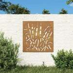 vidaXL Vrtna stenska dekoracija 55x55 cm corten jeklo trava