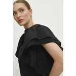 Bombažna majica Answear Lab ženska, črna barva - črna. Bluza iz kolekcije Answear Lab, izdelana iz enobarvne tkanine. Model iz izjemno udobne bombažne tkanine, ki je zračna.