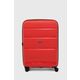 Kovček American Tourister rdeča barva - rdeča. Kovček iz kolekcije American Tourister. Model izdelan iz plastike.