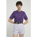 Bombažna kratka majica Volcom ženski, vijolična barva - vijolična. Kratka majica iz kolekcije Volcom, izdelana iz tanke, elastične pletenine. Model iz zračne bombažne tkanine.