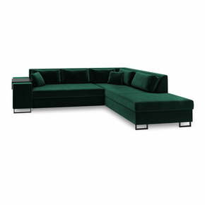 Zelena žametna kotna raztegljiva sedežna garnitura Cosmopolitan Design York