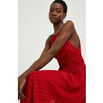 Obleka Answear Lab rdeča barva - rdeča. Obleka iz kolekcije Answear Lab. Raven model, izdelan iz vzorčaste tkanine. Lahek material, namenjen za toplejše letne čase.