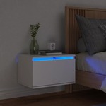 vidaXL Stenska nočna omarica z LED lučkami bela