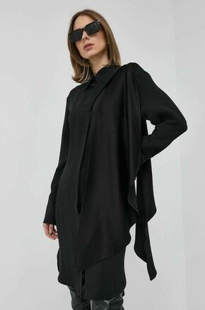 Obleka Victoria Beckham črna barva - črna. Obleka iz kolekcije Victoria Beckham. Raven model izdelan iz enobarvnega materiala.