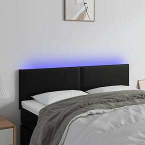 Greatstore LED posteljno vzglavje črno 144x5x78/88 cm umetno usnje