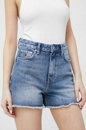 Jeans kratke hlače Tommy Hilfiger x Shawn Mendes ženske - modra. Kratke hlače iz kolekcije Tommy Hilfiger. Model izdelan iz jeansa.