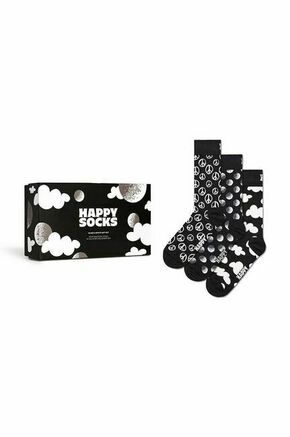 Nogavice Happy Socks Gift Box Black White 3-pack črna barva - črna. Nogavice iz kolekcije Happy Socks. Model izdelan iz elastičnega