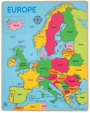 Bigjigs Toys Lesena sestavljanka zemljevid Evrope 25 kosov