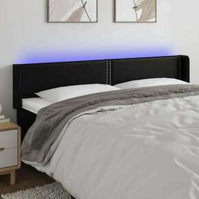 Shumee LED posteljno vzglavje črno 203x16x78/88 cm umetno usnje