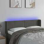 Greatstore LED posteljno vzglavje temno sivo 147x16x78/88 cm žamet