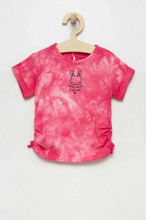 Otroški bombažen t-shirt United Colors of Benetton roza barva - roza. Otroški T-shirt iz kolekcije United Colors of Benetton. Model izdelan iz pletenine s potiskom.
