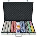 vidaXL Poker Set s 1000 Laserskimi Žetoni Aluminij