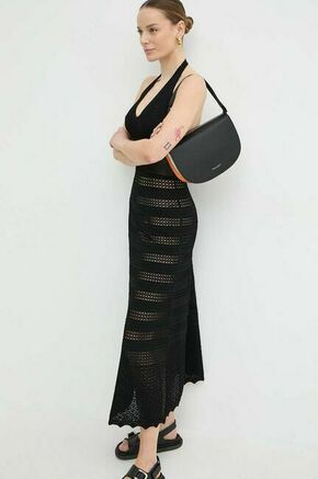 Obleka Twinset črna barva - črna. Obleka iz kolekcije Twinset. Model izdelan iz mrežaste pletenine. Model iz izjemno udobne tkanine z visoko vsebnostjo viskoze.