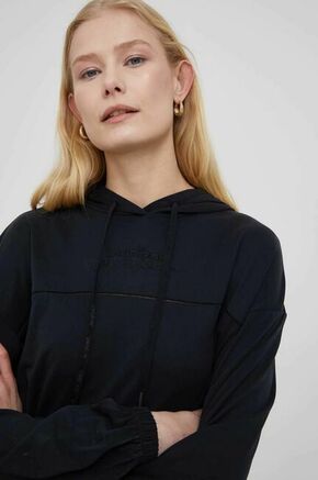 Desigual Majica - črna. S kapuco Pulover iz zbirke Desigual. Model narejen iz elastična tkanina.