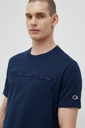 Bombažna kratka majica Champion mornarsko modra barva - mornarsko modra. Kratka majica iz kolekcije Champion. Model izdelan iz pletenine z nalepko. Izjemno udoben material