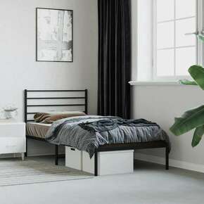 Shumee Kovinski posteljni okvir z vzglavjem črn 100x200 cm