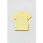 Otroška bombažna majica OVS rumena barva - rumena. Kratka majica za dojenčka iz kolekcije OVS. Model izdelan iz enobarvne pletenine.