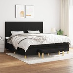 Box spring postelja z vzmetnico črn 200x200 cm blago - vidaXL - črna - 96,38 - 200 x 200 cm - vidaXL