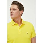 Polo Tommy Hilfiger moški, rumena barva - rumena. Polo iz kolekcije Tommy Hilfiger. Model izdelan iz tanke, elastične pletenine. Izjemno zračen, udoben material.