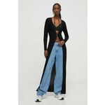 Jopica Moschino Jeans ženski, črna barva - črna. Jopica iz kolekcije Moschino Jeans. Model izdelan iz tanke pletenine. Model iz izjemno udobne tkanine z visoko vsebnostjo viskoze.