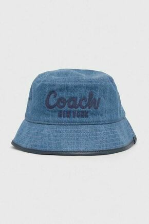 Jeans klobuk Coach - modra. Klobuk iz kolekcije Coach. Model z ozkim robom