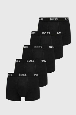 Bombažne boksarice BOSS 5-pack črna barva - črna. Boksarice iz kolekcije BOSS. Model izdelan iz gladke